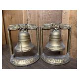 Pair Brass Liberty Bell Book Ends, Brass Gold