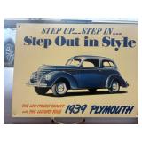 Vintage Metal Sign for 1939 Plymouth "Step up