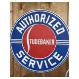 Metal "Authorized Studebaker Service" Round Sign