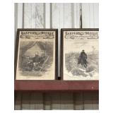 Framed 1863 and 1864 issue of Harper