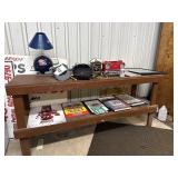 7ï¿½x2ï¿½x38.5ï¿½ wooden table with shelf underneath.