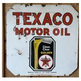 Porcelain Texaco Motor Oil Auto Advertising Sign