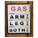 Gas Sign ï¿½ARM, LEG, BOTHï¿½ Auto Man Cave Metal