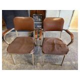 2 Brown Metal Vintage Office Shop Chairs with