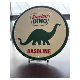 Round metal Sinclair Dino Gasoline sign, a