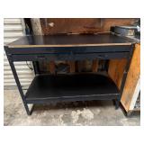 Black Metal & Particle Board Shop Table Desk w/ 2