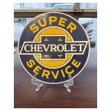 Round porcelain enamel "Super Chevrolet Service"