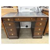 NEW- Double Pedestal Black Leather Top Sligh