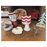 Christmas Items, Mugs, Servers, Snowy Tree