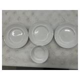 3 White Dinner Plates and 1 Bowl