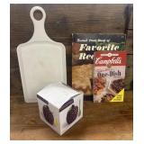 White Cutting board, Cookbooks, Grapes Jelly Dish