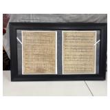 Framed Hanging Picture of Vintage Sheet Music.