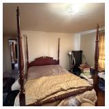 Vintage Full Size Poster Bed with Rails & Slats.