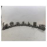 7pc Miniature Coca-Cola Pewter Train Set.