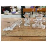 3pc Lead Crystal Figurines, High Heel Shoe, Teddy