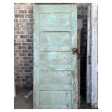79" x 32" Vintage Solid 5-Panel Green Wooden Door
