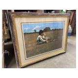 Framed print of the painting "Boys in a Pasture"
