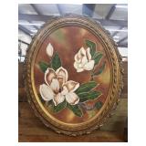 Vintage Southern Magnolia oil painting on canvas