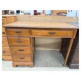 Vintage Single Pedestal Wooden Desk