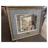 Framed print titled "Songbird" or "Window Seat"