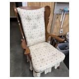 Vintage Wood Rocker with Cream Blue Flower