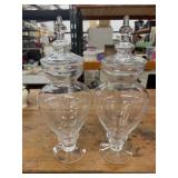 2 Footed Glass Apothecary Style Jars with Lids