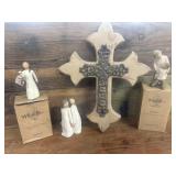 Hanging Rustic Home Decor Cross, and Three Willow