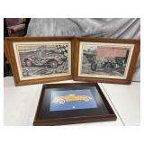 Three Vintage Like Wooden Framed Pictures of