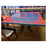 Red & Blue Large Handmade Square Top Table with