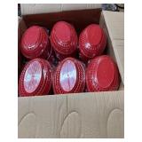 LARGE BOX OF OVAL RED PLASTIC FOOD BASKETS