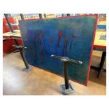 OVERSIZED Table Handcrafted Solid Wood Blue/Red