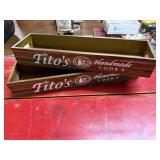 SET OF TWO WOODEN TITOï¿½S TABLE OR BAR CADDY. SEE