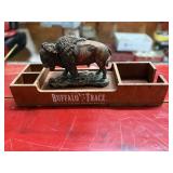 BUFFALO TRACE WOODEN TABLE CADDY HAS METAL