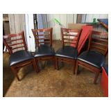 Set of 4 Wood Ladder Back Dining Chairs with