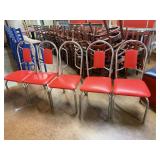 Set of 5 Red Vinyl Stainless Diner Style Chairs,