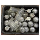 2 BUS TUB FULL OF STEAK KNIVES, SUGAR AND SYRUP