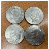 (4) Eisenhower Dollar US Coins, Currency
