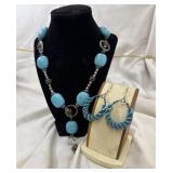 Turquoise necklace and earrings. Large and small