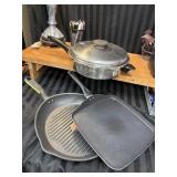 Three Cooking Skillets One With Lid