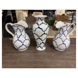 Three Vintage Draped Ribbon Design Blue and White