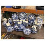 57pc Vintage Blue Willow China Set. Pitcher,