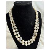 Double Stranded faux pearl and crystal bead