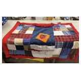 45"x38" Hand-stitched Multicolored Patchwork Quilt