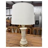 Ivory Floral Embossed Table Lamp with Cream