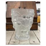 Vintage Frosted Glass Cherry Vase 7" Satin Glass