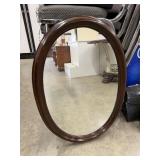 Dark Wood Framed Oval Wall Mirror