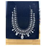 Black and clear rhinestone bib statement