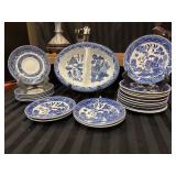 21 Pieces of Blue Willow, Saucers, and One