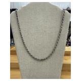 31 inch sterling silver rope chain. 51.33 grams.