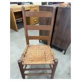 Vintage ladder back chair with woven seat